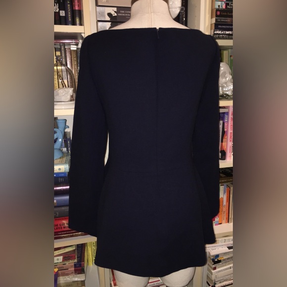 Lela Rose Navy Blue Square Neckline Fit Flare Top - Picture 5 of 10
